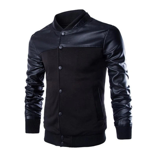 Mens Pu Leather Slim Fit Casual Jacket Baseball Coat Slim Outwear Overcoat Tops